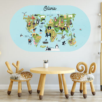 Personalised Animal World Map Wall Sticker For Kids, 3 of 3