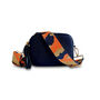 Navy Leather Crossbody Bag And Orange Camo Strap, thumbnail 1 of 9