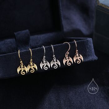 Tiny Dragon Drop Hook Earrings In Sterling Silver, 2 of 10