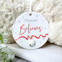 'Believes' Ceramic Disc Hanging Decoration Bauble + Gift Box, thumbnail 3 of 7
