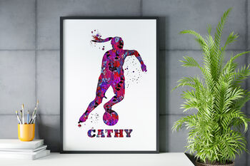Girl Soccer Personalised Print, 2 of 4
