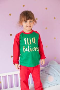 Personalised Child Believes Christmas Pyjamas, 2 of 5