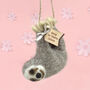 Personalised Felt Sloth Decoration, thumbnail 1 of 6