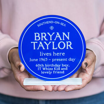Personalised Freestanding Acrylic Blue Plaque, 2 of 5