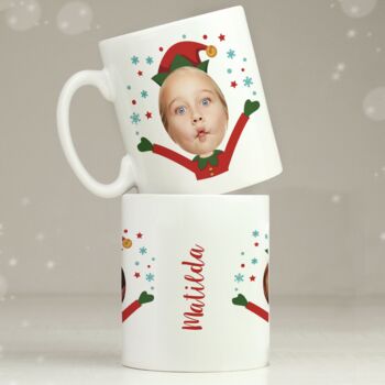 Personalised Photo Upload Christmas Elf Mug, 2 of 3