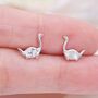 Sterling Silver Plesiosaurus Dinosaur Stud Earrings, thumbnail 5 of 11