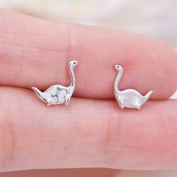Sterling Silver Plesiosaurus Dinosaur Stud Earrings, 5 of 11