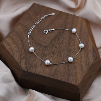 Sterling Silver Freshwater Pearl Bracelet, 4 of 11