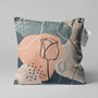 Cushion Cover With Pink And Blue Grey Abstract Rose, thumbnail 1 of 7