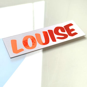 Handmade Name Sticker Personalised Fluorescent Vinyl, 6 of 6