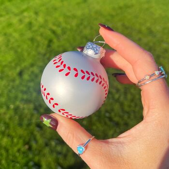 Christmas Cricket Ball Glass Bauble, 3 of 3