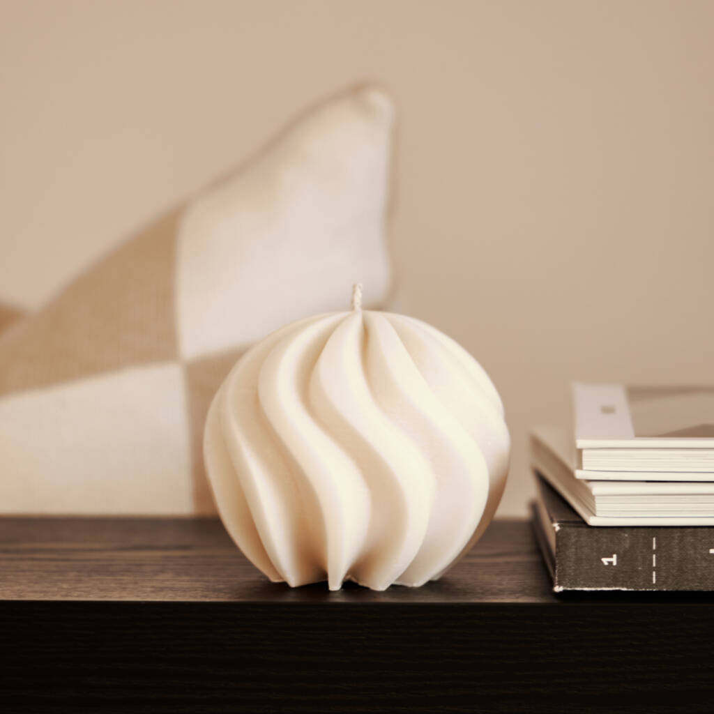 Large Swirl Sphere Candle By Noord Candles