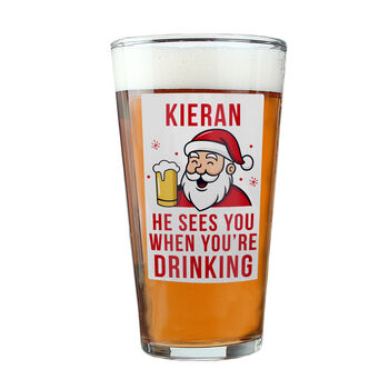 Personalised Funny Santa Beer Glass Christmas Gift, 4 of 4