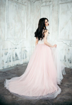 Blush Pink Bridal Tulle Skirt With A Train, 12 of 12