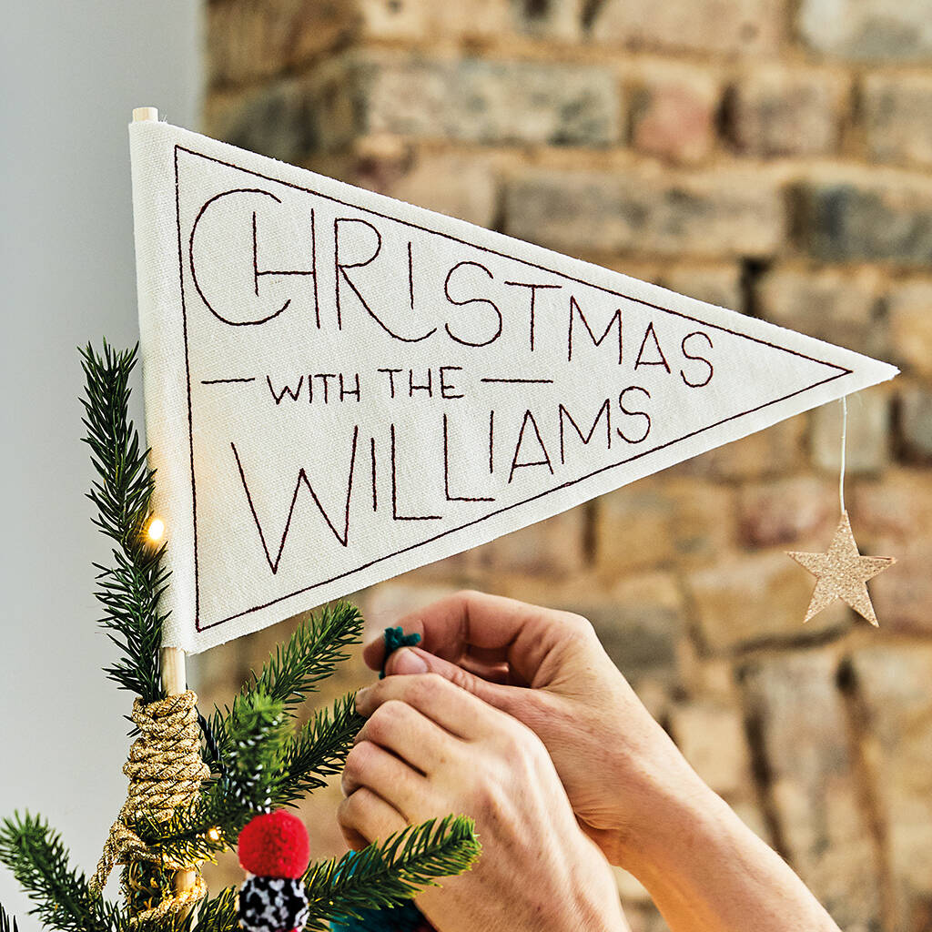 Personalised Pennant Flag Christmas Tree Topper