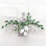 Silver Leaf And Green Crystal Hair Comb, thumbnail 4 of 5