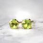Green Peridot Ear Studs In Silver Or Gold, thumbnail 1 of 13