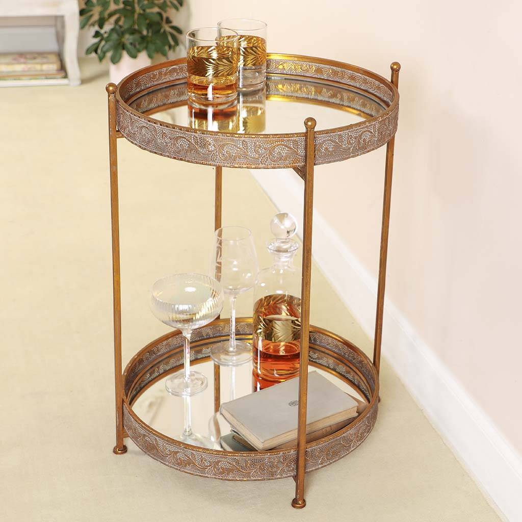 Villiers Ornate Gold Mirror Bar Tray Table By Dibor Notonthehighstreet Com