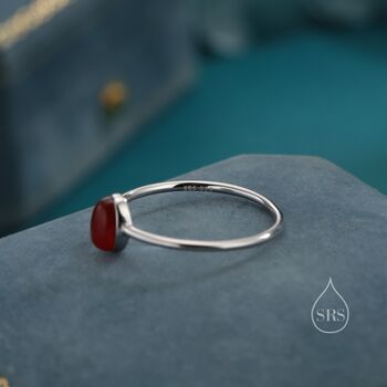 Sterling Silver Red Onyx Oval Ring In Sterling Silver, 3 of 12