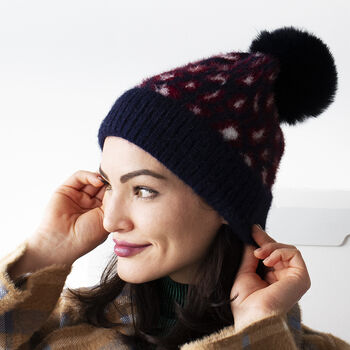Cosy Leopard Knit Beanie Hat, 3 of 4