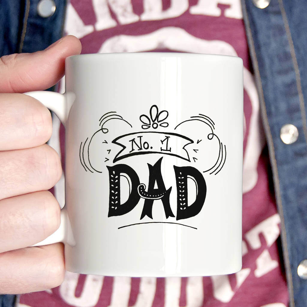 Hand Lettered Number One Dad Personalised Message Mug