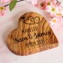 Personalised 'Married' Wedding Gift Olive Wood Heart, thumbnail 5 of 5