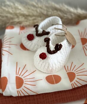 Baby Booties Handmade Crochet My First Christmas, 2 of 7