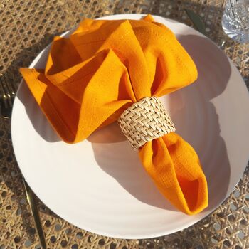 Soft Cotton Linen Napkins Orange • Set Of Six, 2 of 4