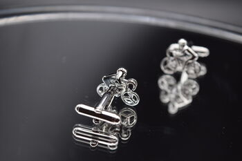 Bicycle Cufflinks Silver Bike Cufflinks For Cyclists Gift For Him, 3 of 6