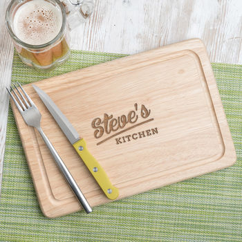 Personalised 'His Kitchen' Wooden Chopping Board, 3 of 5