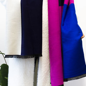 Colourblock Cashmere And Modal Shawl Scarf, 4 of 12