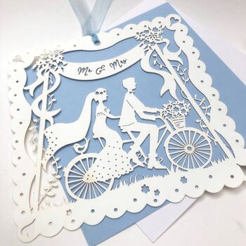 Bicycle Made For Two Laser Cut Wedding Card, 5 of 6