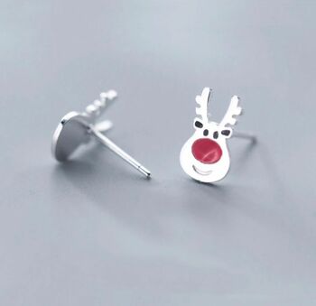 Sterling Silver Or Gold Plated Christmas Rudolph Earrings, 2 of 9