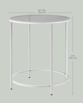 Round Side Table Tempered Glass Steel Frame, 11 of 12