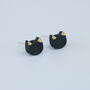 Sterling Silver Black Cat Clay Stud Earrings, thumbnail 1 of 4