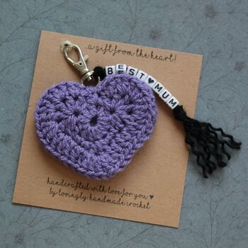 Personalised Crochet Heart Keyring Gift, 5 of 9