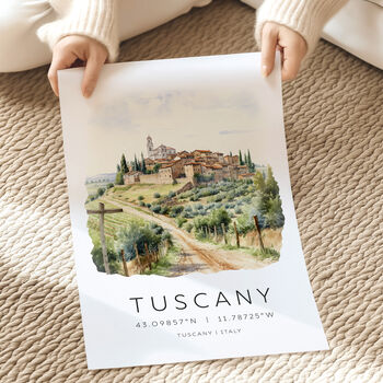 Italy Travel Poster Of Tuscany Vineyard, 2 of 7
