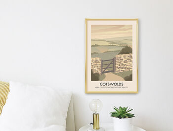 Cotswolds Aonb Travel Poster Art Print, 2 of 8