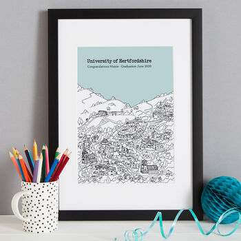 Personalised Hertfordshire Graduation Gift Print, 3 of 9