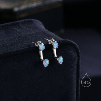 Blue Opal Droplet Ear Jacket In Sterling Silver, 2 of 9