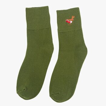 Women's Red Robin Embroidered Christmas Socks Five Pack, 4 of 7