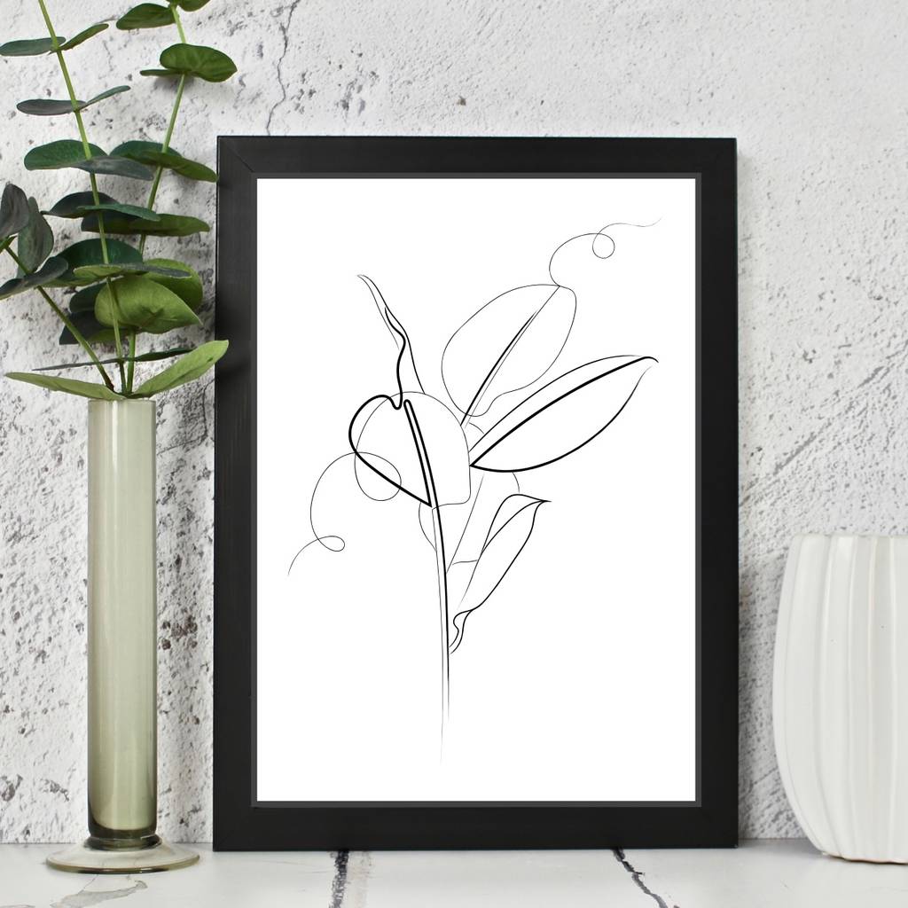 Rubber Plant Tree Line Drawing Print By Adam Regester Design ...