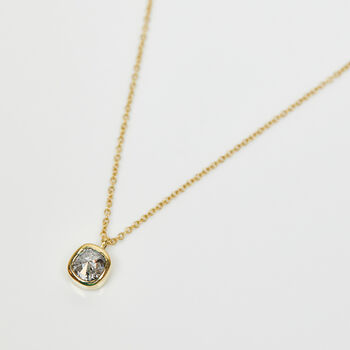 18ct Gold Cushion Salt And Pepper Diamond Necklace, 2 of 2