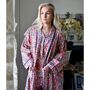 Block Printed Apricot, Navy And Persian Red Floral Cotton Dressing Gown, thumbnail 4 of 8
