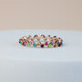 Colourful Crystal Wavy Band Rose Gold Ring, thumbnail 1 of 3