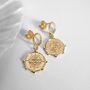 Gold Coin Evil Eye Earrings – Bohemian Lucky Charm Jewellery, thumbnail 1 of 4