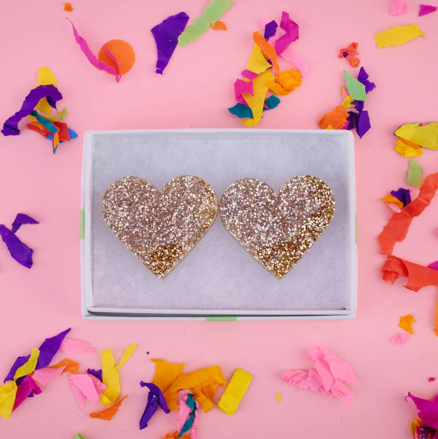 glitter heart earrings by niclove | notonthehighstreet.com