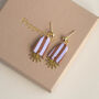 Sunny Stripe Drop Lightweight Clay And Brass Earrings, thumbnail 4 of 5