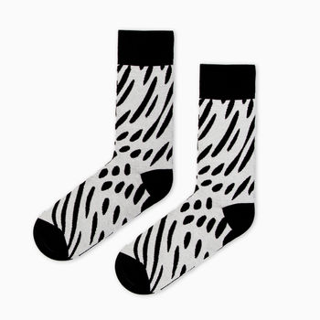 Two Sided Designer Cotton Socks In Black And Off White, 3 of 8