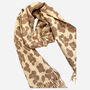 Leopard Print Cashmere Blend Winter Scarf Beige, thumbnail 2 of 3